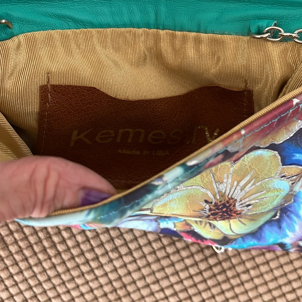 Kemestry leather hand tooled exquisite silver trim long chain purse/clutch NWOT - Picture 8 of 12